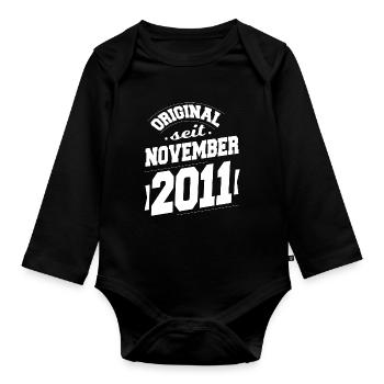 November 2011 Original seit 12 Jahren Mann Frau - Baby Bio-Langarm-Body - Schwarz - Vorne