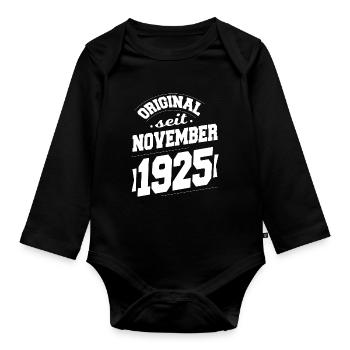 November 1925 Original seit 98 Jahren Mann Frau - Baby Bio-Langarm-Body - Schwarz - Vorne