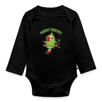Parrot Parents Animal Bird - Organic Longsleeve Baby Bodysuit - black - Front