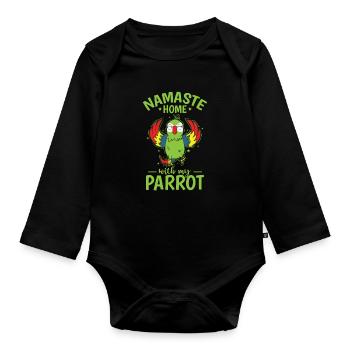 Namaste Home with my Parrot Animal Bird - Organic Longsleeve Baby Bodysuit - black - Front