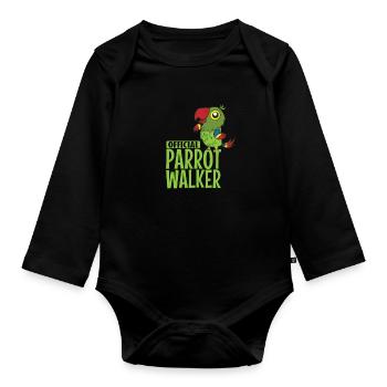 Official Parrot Walker Animal Tropics Bird - Organic Longsleeve Baby Bodysuit - black - Front