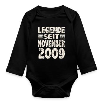 November 2009 Legende seit 14 Jahren Mann Frau - Baby Bio-Langarm-Body - Schwarz - Vorne