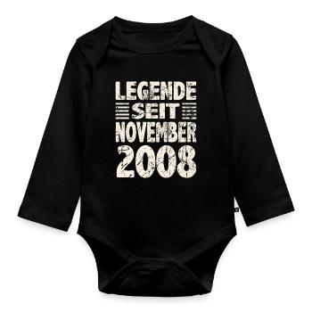 November 2008 Legende seit 15 Jahren Mann Frau - Baby Bio-Langarm-Body - Schwarz - Vorne