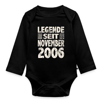 November 2006 Legende seit 17 Jahren Mann Frau - Baby Bio-Langarm-Body - Schwarz - Vorne