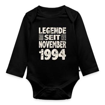 November 1994 Legende seit 29 Jahren Mann Frau - Baby Bio-Langarm-Body - Schwarz - Vorne