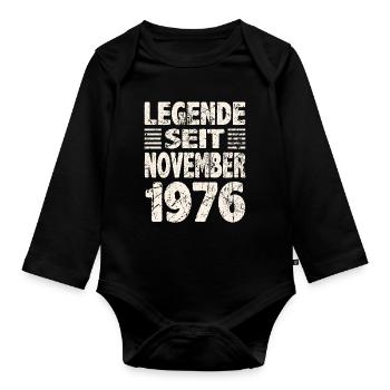 November 1976 Legende seit 47 Jahren Mann Frau - Baby Bio-Langarm-Body - Schwarz - Vorne
