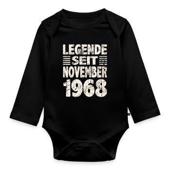 November 1968 Legende seit 55 Jahren Mann Frau - Baby Bio-Langarm-Body - Schwarz - Vorne