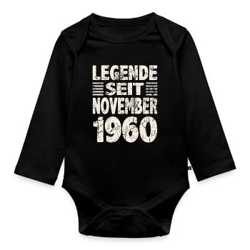 November 1960 Legende seit 63 Jahren Mann Frau - Baby Bio-Langarm-Body - Schwarz - Vorne