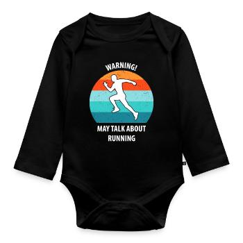 Floorball Unihockey Feldhockey Hallenhockey - Baby Bio-Langarm-Body - Schwarz - Vorne