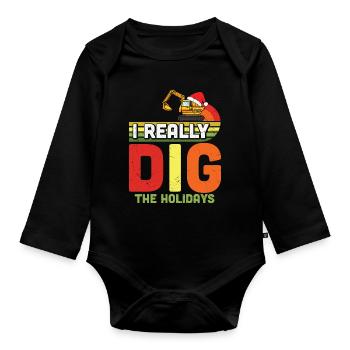 Ich liebe Weihnachten -Weinachten Geschenke - Baby Bio-Langarm-Body - Schwarz - Vorne