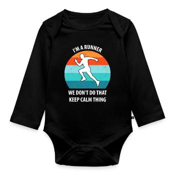 Floorball Unihockey Feldhockey Hallenhockey - Baby Bio-Langarm-Body - Schwarz - Vorne
