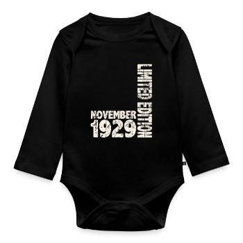 Novembre 1929 Edition Limitée 94 Ans Homme Femme - Body Bébé bio manches longues - noir - Devant