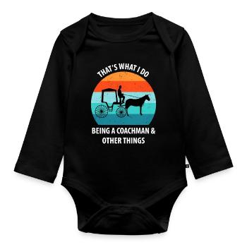 Coachman Carriage Horse-drawn carriage Carriage - Organic Longsleeve Baby Bodysuit - black - Front