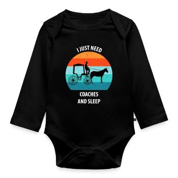 Coachman Carriage Horse-drawn carriage Carriage - Organic Longsleeve Baby Bodysuit - black - Front
