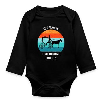 Coachman Carriage Horse-drawn carriage Carriage - Organic Longsleeve Baby Bodysuit - black - Front