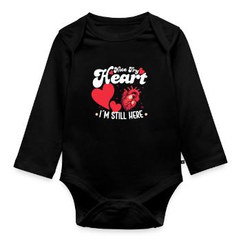 Healthy Heartbeat February Heart Awareness - Organic Longsleeve Baby Bodysuit - black - Front