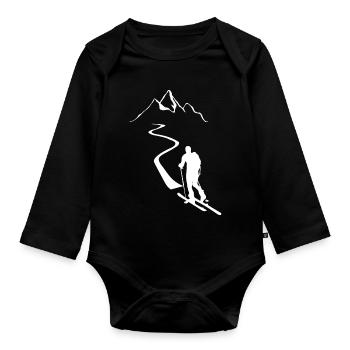 Ski Touring Winter Sports Mountain Skier Gift Skit - Organic Longsleeve Baby Bodysuit - black - Front