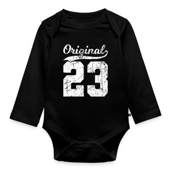 23 Original 1 Jahren Junge Mädchen Geburtstag - Baby Bio-Langarm-Body - Schwarz - Vorne