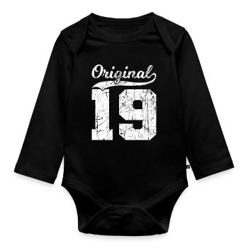 19 Original 5 Jahren Junge Mädchen Geburtstag - Baby Bio-Langarm-Body - Schwarz - Vorne