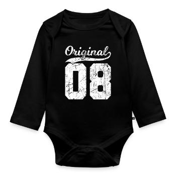 08 Original 16 Jahren Junge Mädchen Geburtstag - Baby Bio-Langarm-Body - Schwarz - Vorne