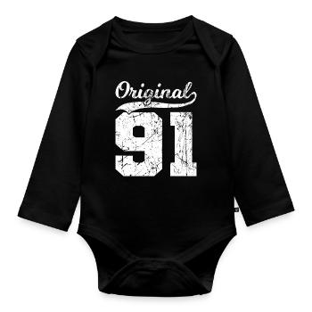 91 Original 33 Jahren Mann Frau Geburtstag - Baby Bio-Langarm-Body - Schwarz - Vorne
