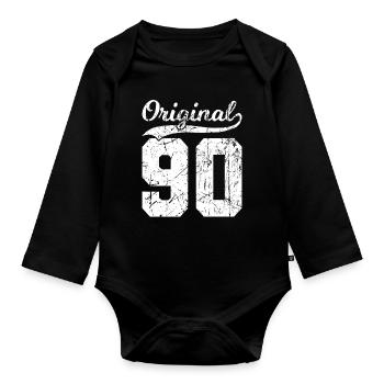 90's Original 34 Years Husband Wife Birthday - Organic Longsleeve Baby Bodysuit - black - Front