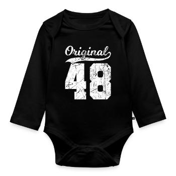 48 Original 76 Ans Homme Femme Anniversaire - Body Bébé bio manches longues - noir - Devant