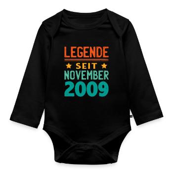 November 2009 Legende seit 14 Jahren Mann Frau - Baby Bio-Langarm-Body - Schwarz - Vorne
