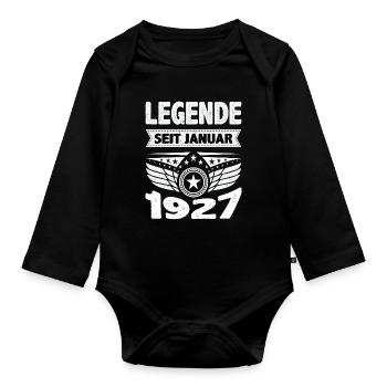 Januar 1927 Legende seit 97 Jahren Mann Frau - Baby Bio-Langarm-Body - Schwarz - Vorne