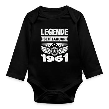 Januar 1961 Legende seit 63 Jahren Mann Frau - Baby Bio-Langarm-Body - Schwarz - Vorne