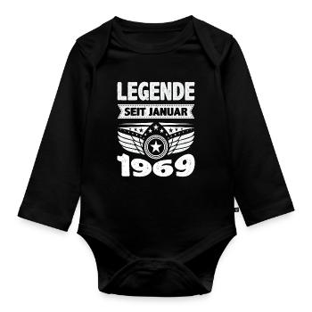 Januar 1969 Legende seit 55 Jahren Mann Frau - Baby Bio-Langarm-Body - Schwarz - Vorne