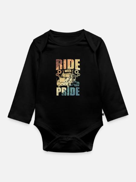 Ride with Pride LKW-Fahrer Fernverkehr - Baby Bio-Langarm-Body - Schwarz