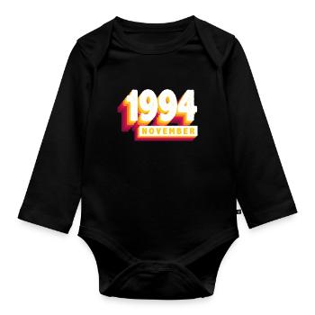 November 1994 29 Jahren Mann Frau Geburtstag - Baby Bio-Langarm-Body - Schwarz - Vorne