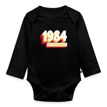 November 1984 39 Jahren Mann Frau Geburtstag - Baby Bio-Langarm-Body - Schwarz - Vorne