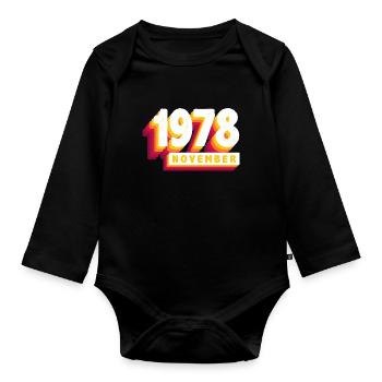 November 1978 45 Jahren Mann Frau Geburtstag - Baby Bio-Langarm-Body - Schwarz - Vorne