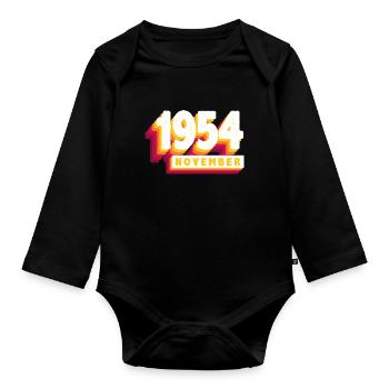 November 1954 69 Jahren Mann Frau Geburtstag - Baby Bio-Langarm-Body - Schwarz - Vorne