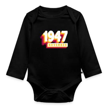 Novembre 1947 76 Ans Homme Femme Anniversaire - Body Bébé bio manches longues - noir - Devant