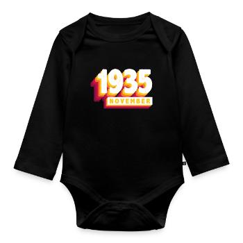 November 1935 88 Years Man Wife Birthday - Organic Longsleeve Baby Bodysuit - black - Front