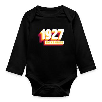 Novembre 1927 96 Ans Homme Femme Anniversaire - Body Bébé bio manches longues - noir - Devant