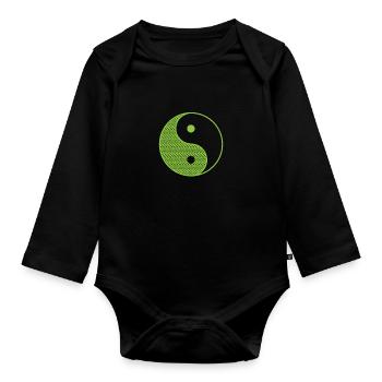 Yin and Yang Contrast - Organic Longsleeve Baby Bodysuit - black - Front