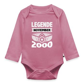 November 2000 Legend for 23 years Man Woman - Organic Longsleeve Baby Bodysuit - mauve - Front