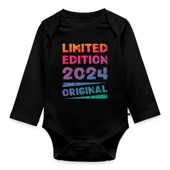 Limited Edition Geburtstag Party Jahrgang 2024 - Baby Bio-Langarm-Body - Schwarz - Vorne