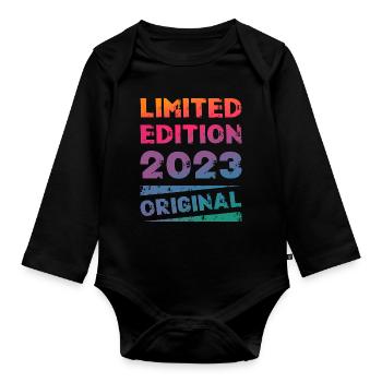 Limited Edition Geburtstag Party Jahrgang 2023 - Baby Bio-Langarm-Body - Schwarz - Vorne