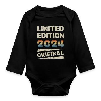 Limited Edition Geburtstag Party Jahrgang 2024 - Baby Bio-Langarm-Body - Schwarz - Vorne