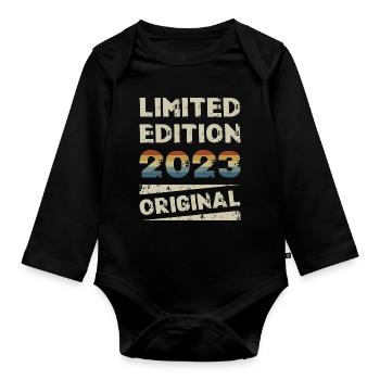 Limited Edition Geburtstag Party Jahrgang 2023 - Baby Bio-Langarm-Body - Schwarz - Vorne