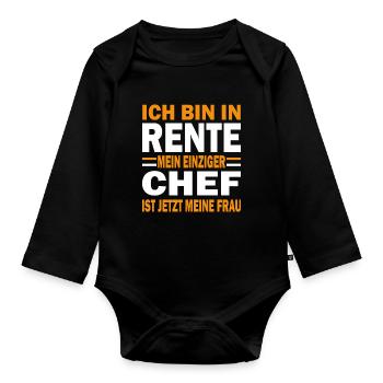 Rente einziger chef frau gelb - Organic Longsleeve Baby Bodysuit - black - Front