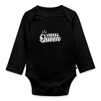 Sleep Queen Dreaming Night - Organic Longsleeve Baby Bodysuit - black - Front
