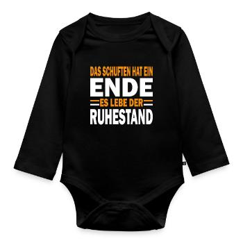 The toiling has come to an end, long live retirement - Organic Longsleeve Baby Bodysuit - black - Front