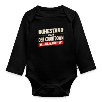 Ruhestand 2024 Countdown läuft Rot Striche - Baby Bio-Langarm-Body - Schwarz - Vorne