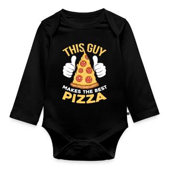 This guy makes the best Pizza - Baby Bio-Langarm-Body - Schwarz - Vorne